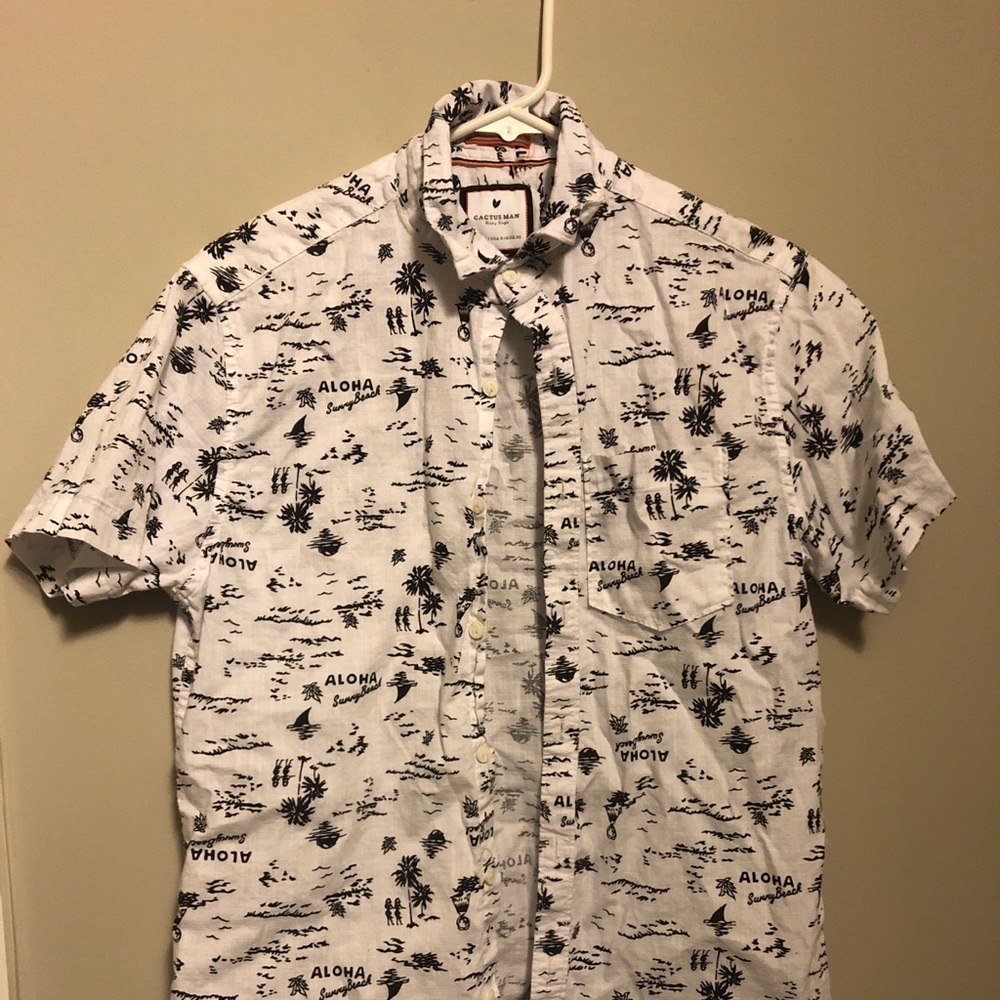 Black and White Hawaiian Shirt